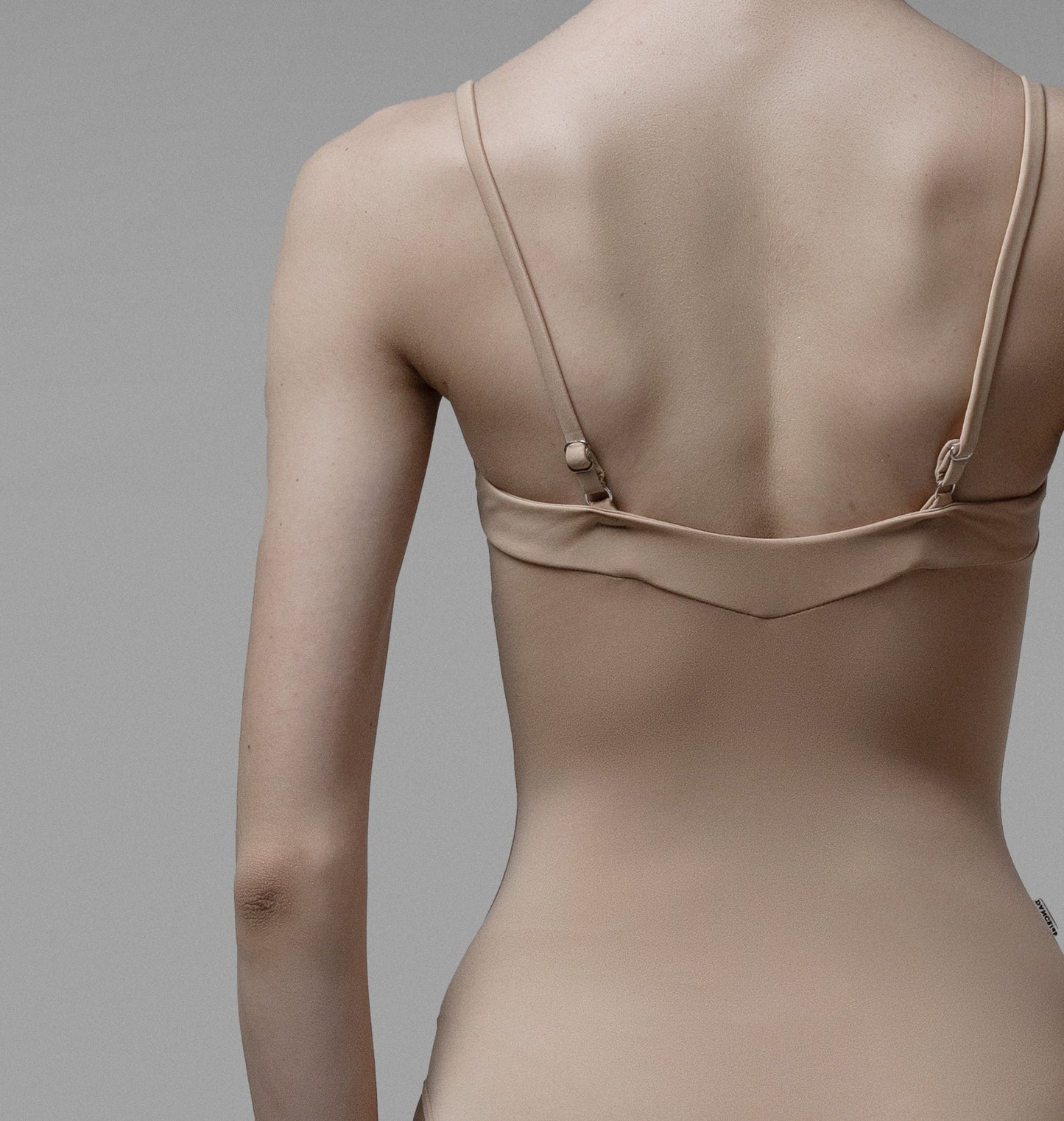 Nude ballet leotard with delicate adjustable straps