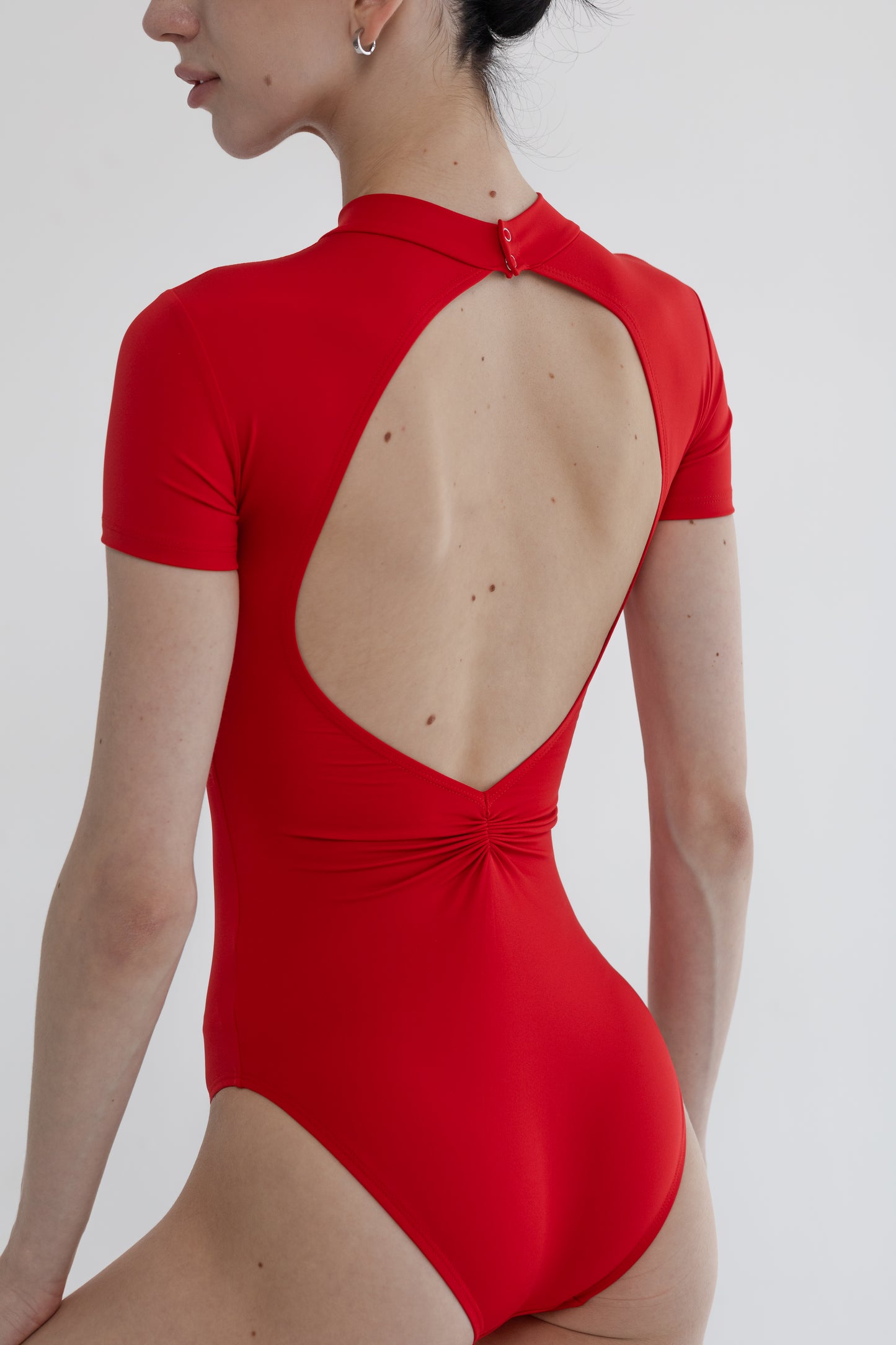 Dancelab Basic Open beck leotard red color