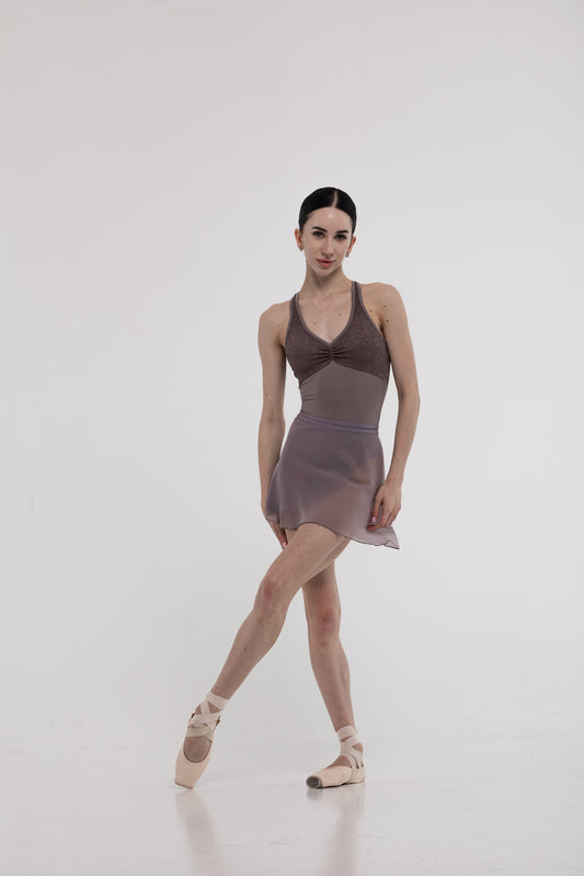 Dancer in a cacao leotard and skirt 1 length