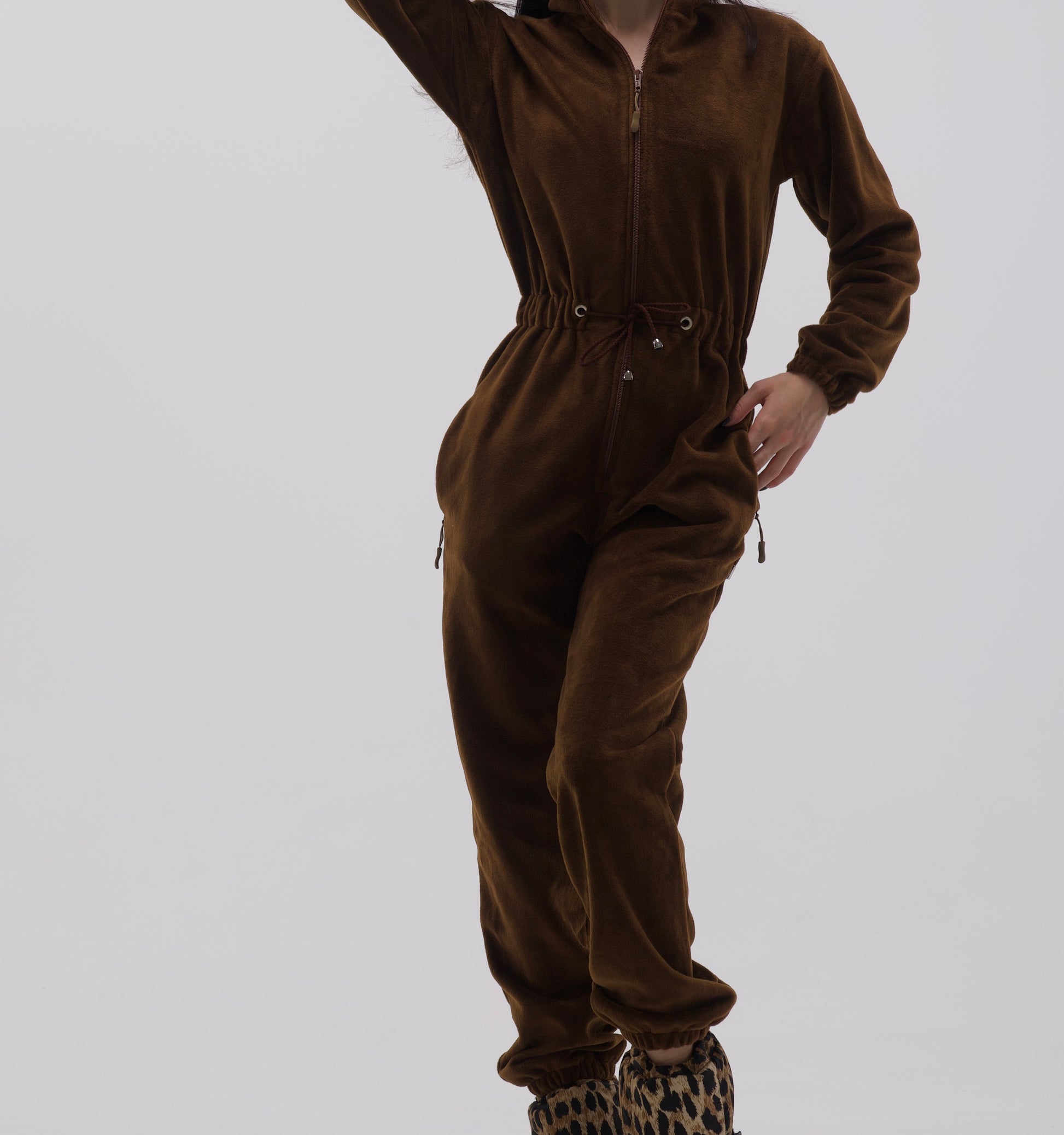 Dancelab brown fleece overalls