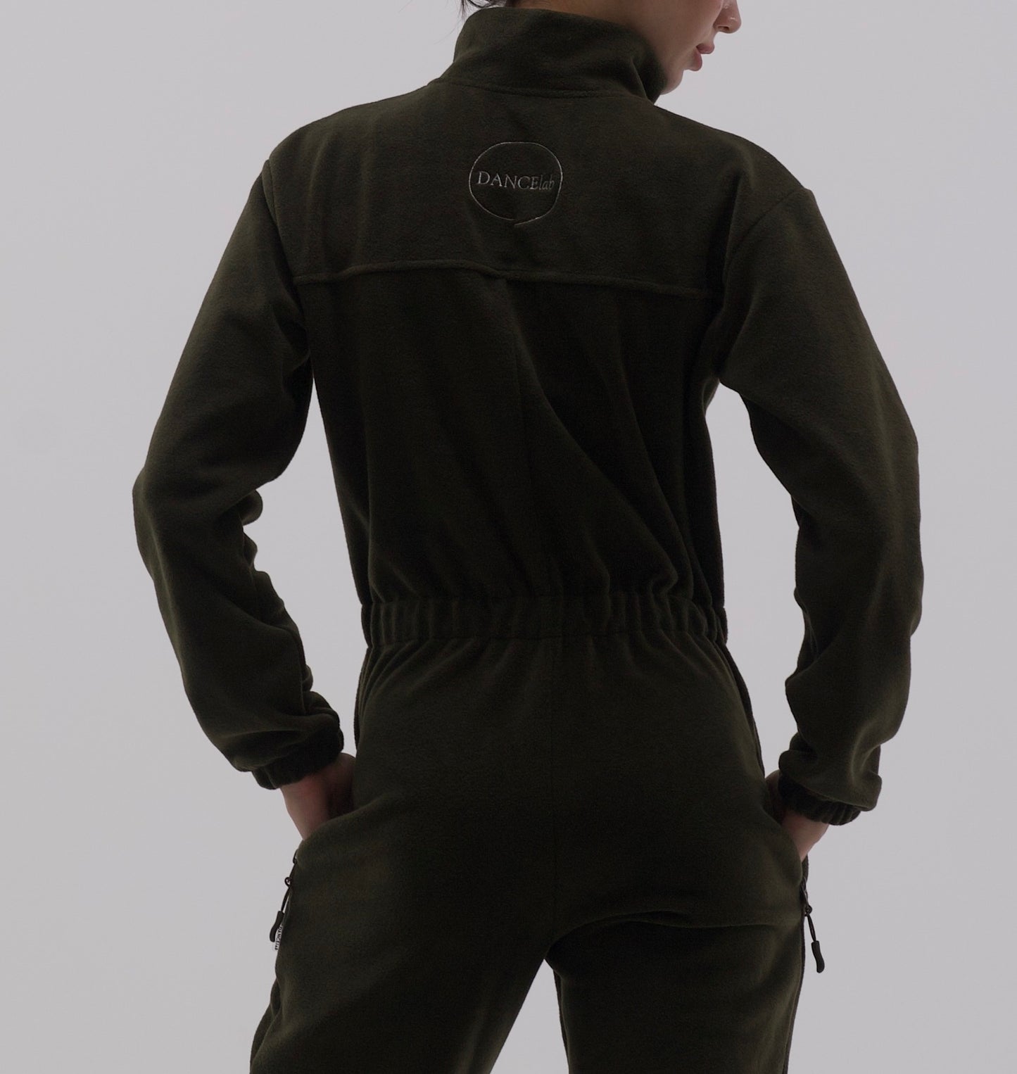 Dancelab green fleece overalls
