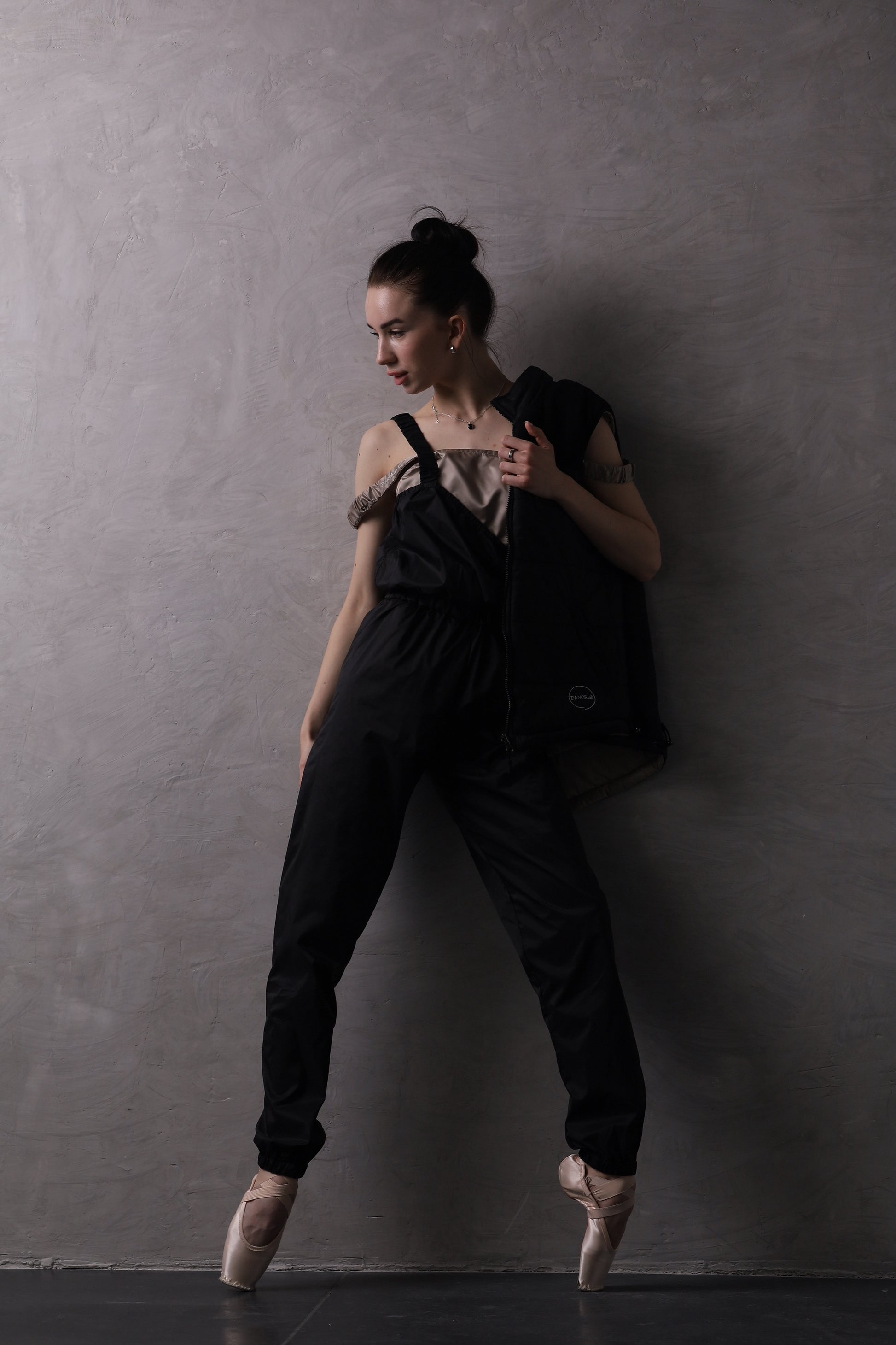 Dancer in black sauna overalls 2 pieces by Dancelab