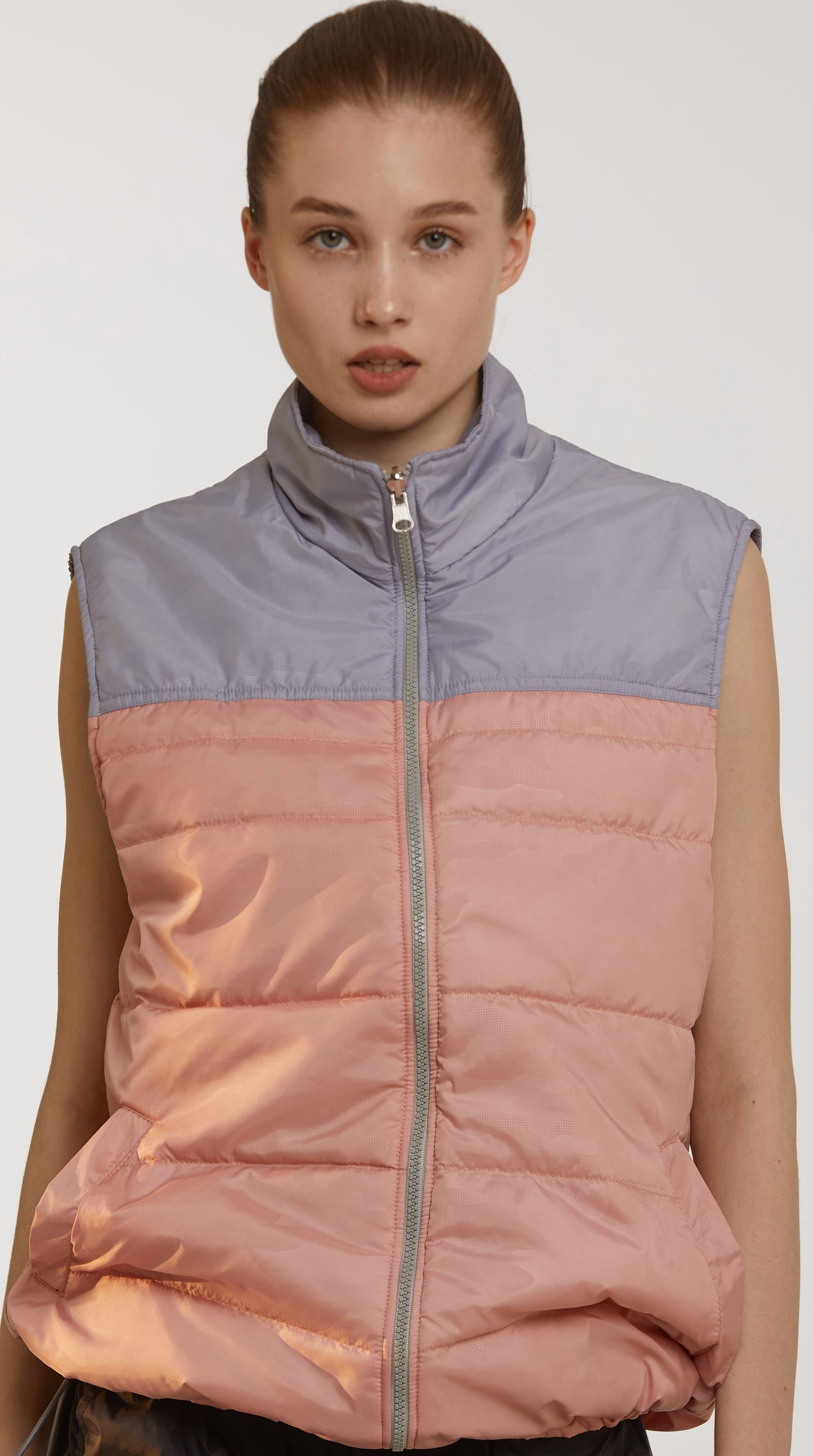 Girl wearing Dancelab warm Jacket 2 sides pink color